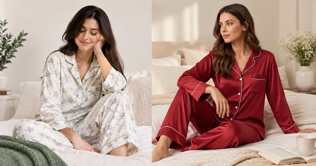 Cotton and satin night suits for women in Pakistan