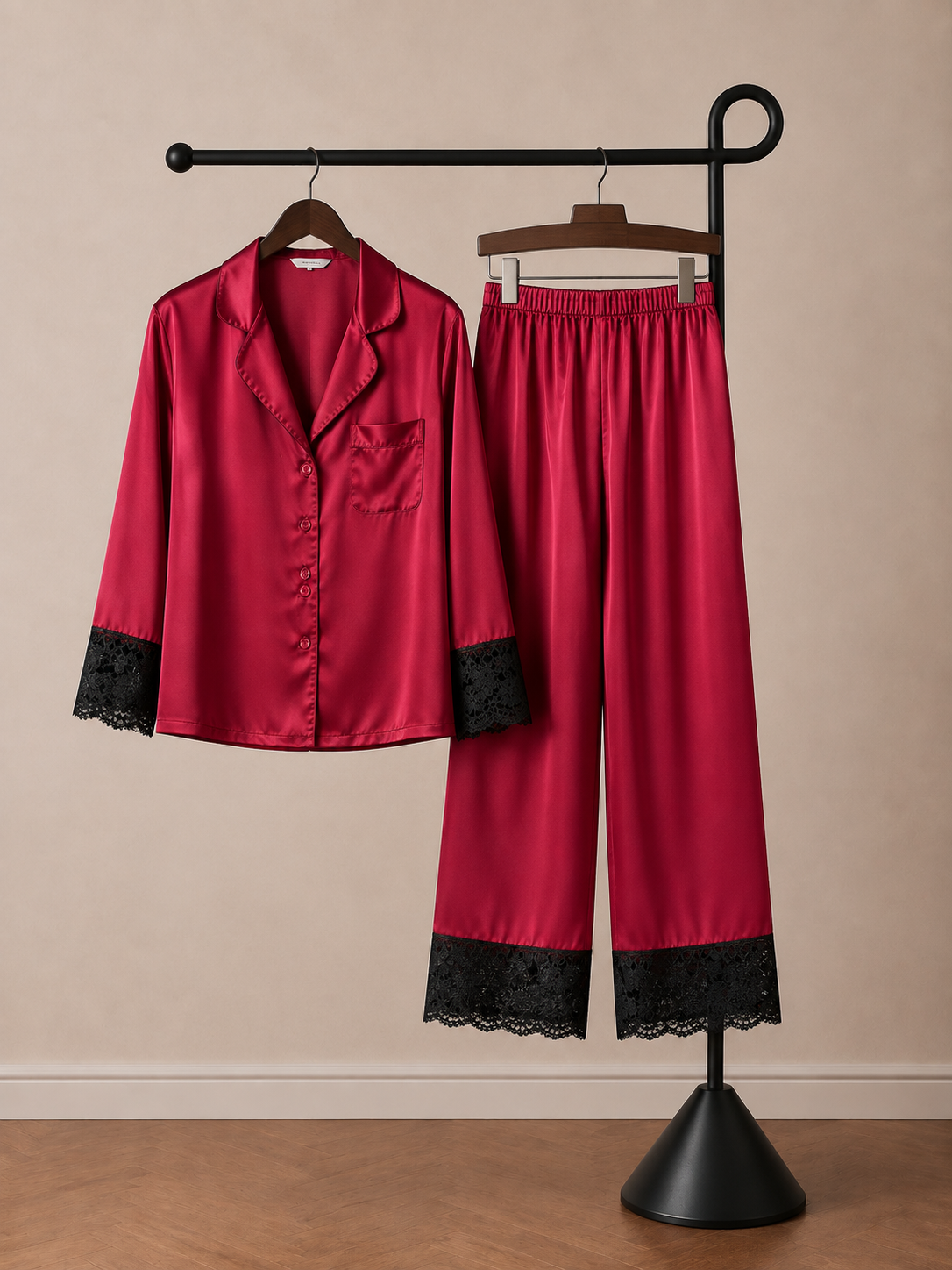 Premium Maroon Satin Pajama Set