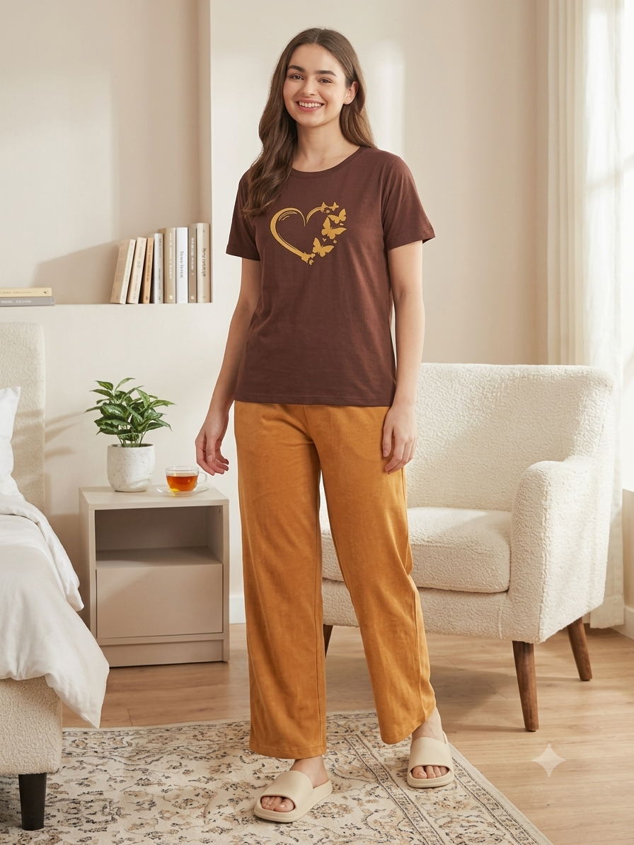 Women's Heart Print Pajama Set