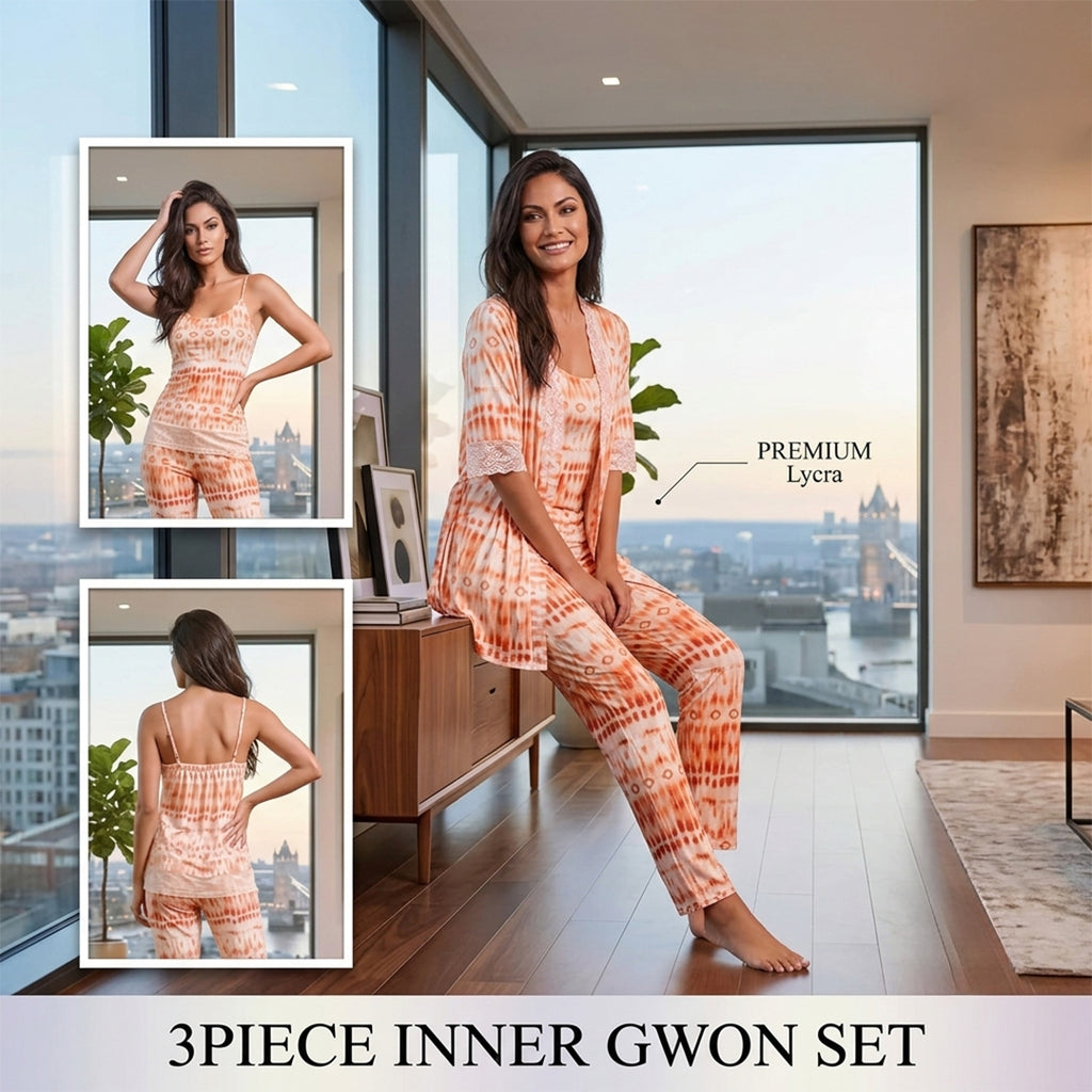 Women's Premium 3-Piece Printed Nightwear Set