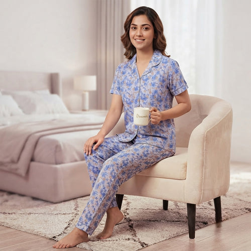 Floral Lavender Short Sleeve Night Dress