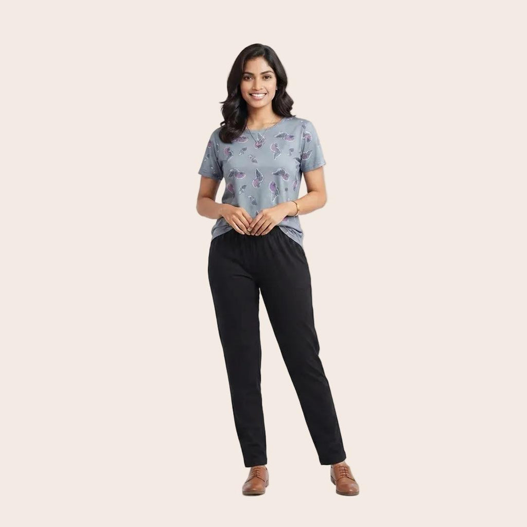 Women's Grey Cotton Pajama Set