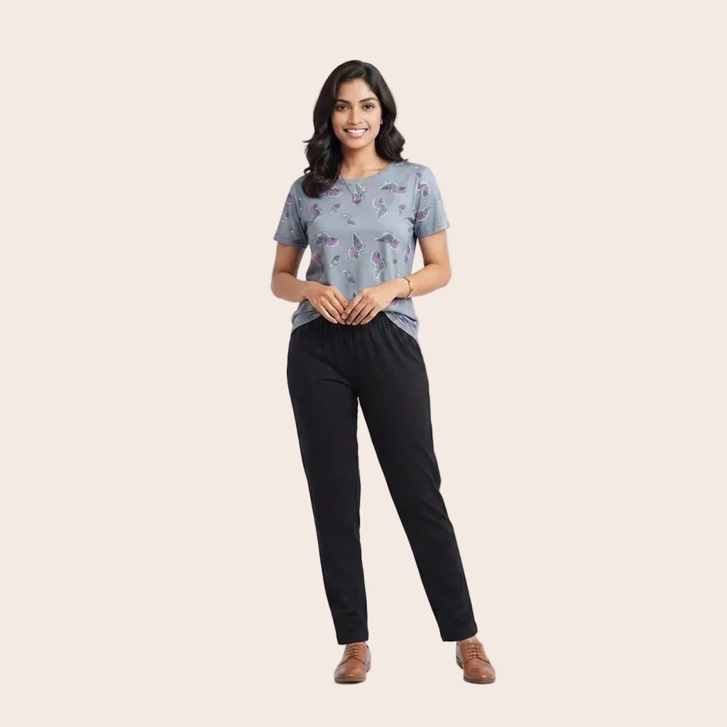 Women's Grey Cotton Pajama Set