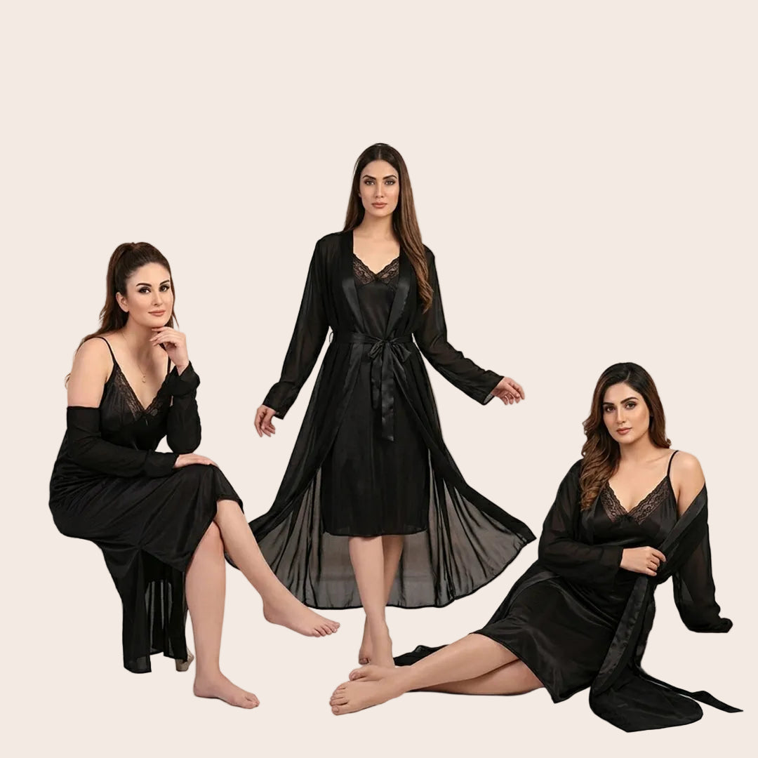 Women's Satin Lace Robe Set
