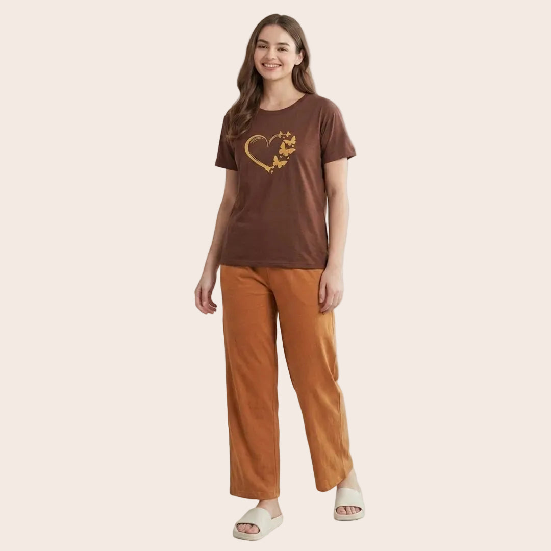 Women's Heart Print Pajama Set