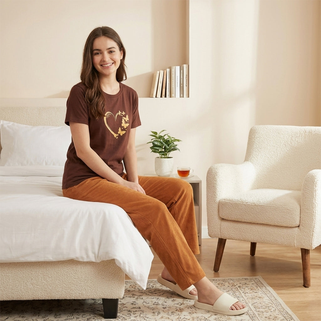Women's Heart Print Pajama Set