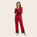 Premium Maroon Satin Pajama Set