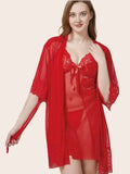 Rose Pink Satin Robe Lingerie Set