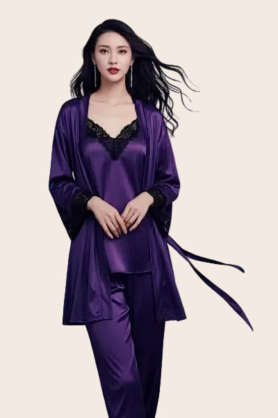 Luxury Purple Satin Women Night Suit