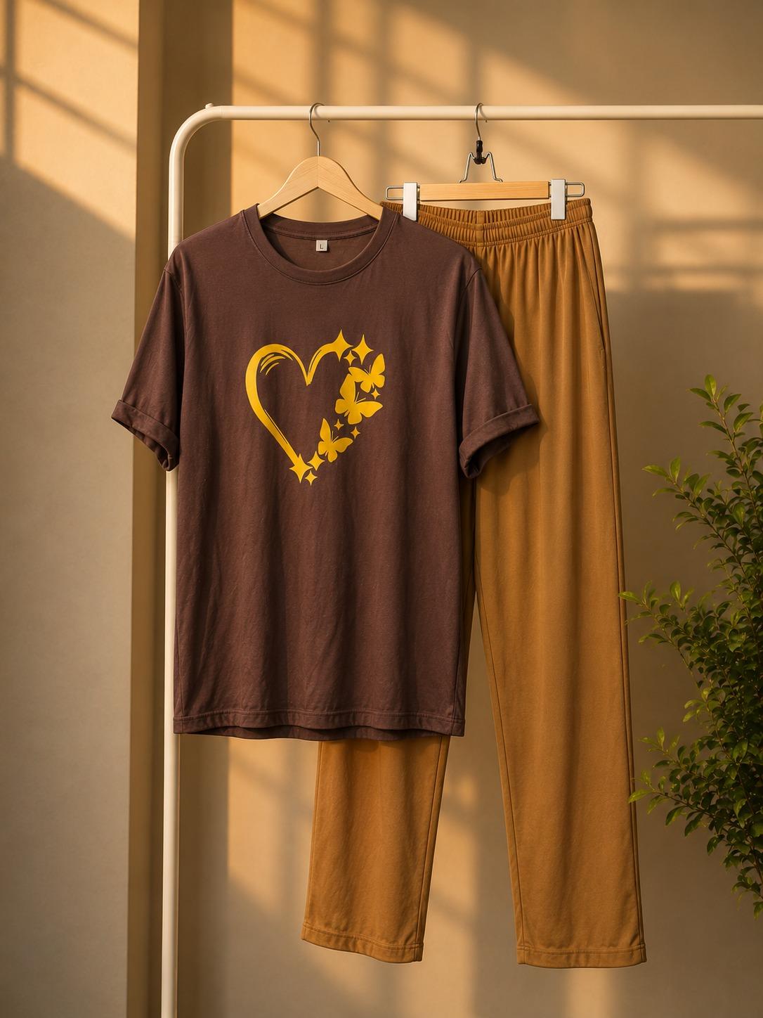 Women's Heart Print Pajama Set