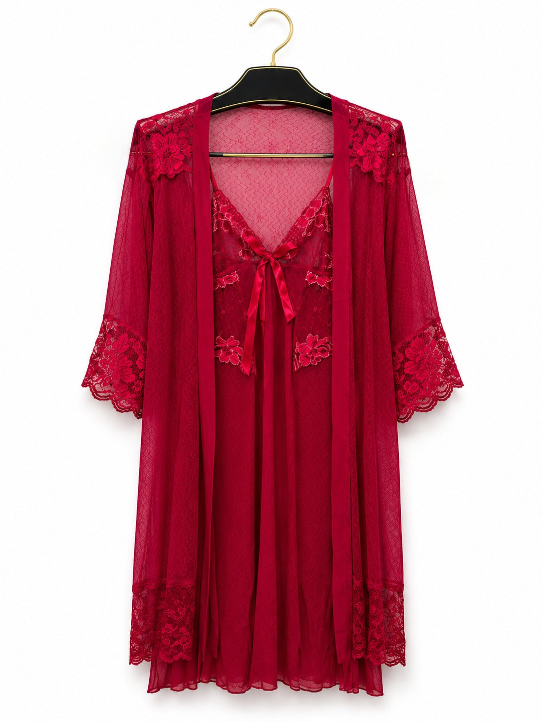 Rose pink satin robe set women's luxury nightwear