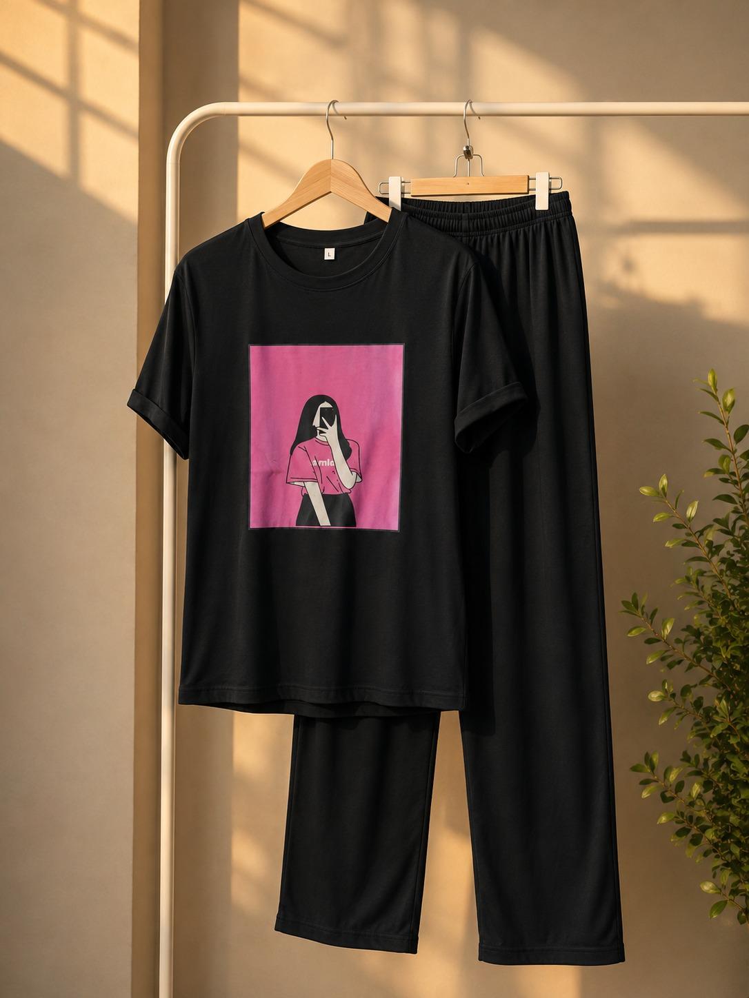 Women's Graphic Cotton Pajama Set